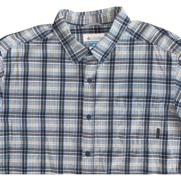 Columbia Men's Button Down Shirt Size XL Blue Plaid Chest Pocket 100% Cotton EUC - Picture 4 of 11